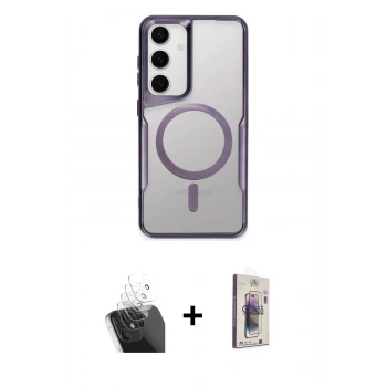 MARSİLYAN™- Galaxy S24 Kılıf Yadigar Klasik Özel Seri - Siyah Bilvis 3D Cam Ekran Koruyucu + Kamera Lens Koruma Cam - SF