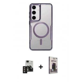 MARSİLYAN™- Galaxy S24 Kılıf Yadigar Klasik Özel Seri - Siyah Bilvis Hayalet Cam Ekran Koruyucu + PVD Metal Kamera Lens - TNGI
