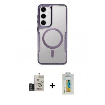 MARSİLYAN™- Galaxy S24 Kılıf Yadigar Klasik Özel Seri - Siyah Polymer Nano Ekran Koruyucu + Bilvis Titan Kamera Lens - GD