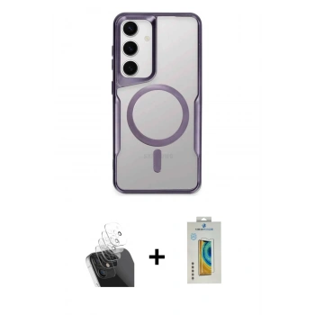 MARSİLYAN™- Galaxy S24 Kılıf Yadigar Klasik Özel Seri - Siyah Polymer Nano Ekran Koruyucu + Kamera Lens Koruma Cam - SF