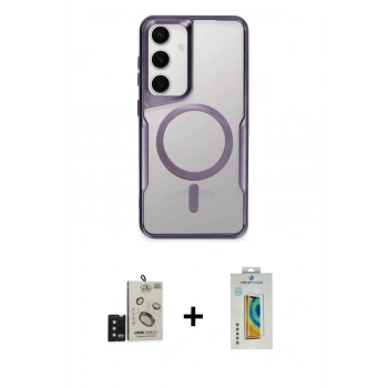 MARSİLYAN™- Galaxy S24 Kılıf Yadigar Klasik Özel Seri - Siyah Polymer Nano Ekran Koruyucu + Bilvis Titan Kamera Lens - SH