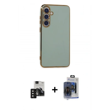 MARSİLYAN™- Galaxy S24 Kılıf Yankı Serisi - Siyah Vanessa Magic Cam + PVD Metal Kamera Lens - SH