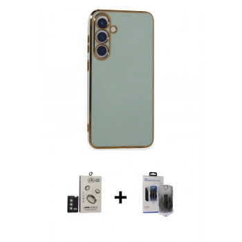 MARSİLYAN™- Galaxy S24 Kılıf Yankı Serisi - Siyah Vanessa Magic Hayalet Cam + Bilvis Titan Kamera Lens - DNMR