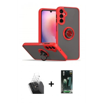 MARSİLYAN™- Galaxy S24 Kılıf Yörünge Çizgi - Şeffaf 360 Full Body Arka Koruyucu + Kamera Lens Koruma Cam - SF