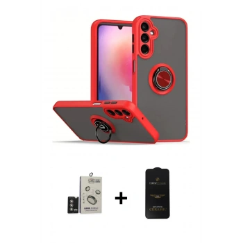 MARSİLYAN™- Galaxy S24 Kılıf Yörünge Çizgi - Siyah 6D Antistatik Mat Seramik Hayalet Nano Ekran Koruyucu + Bilvis Titan Kamera Lens - DNMR