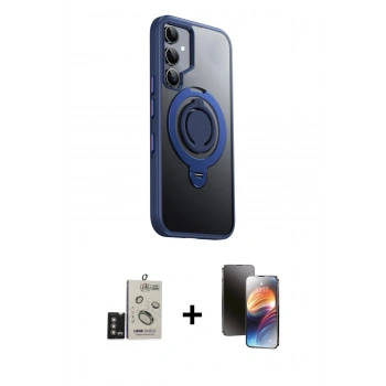 MARSİLYAN™- Galaxy S24 Kılıf Zirve Çizgi Prime - Siyah 3D Antistatik Mat Seramik Nano Ekran Koruyucu + Bilvis Titan Kamera Lens - DNMR