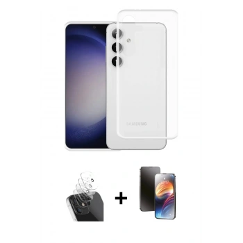 MARSİLYAN™- Galaxy S24 Kılıf Zirve Doku - Siyah 3D Antistatik Mat Seramik Nano Ekran Koruyucu + Kamera Lens Koruma Cam - SF
