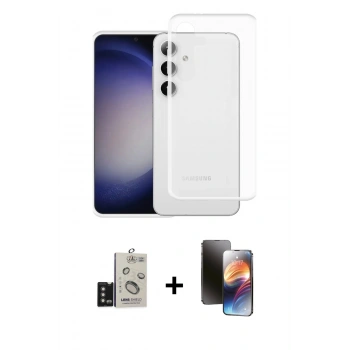 MARSİLYAN™- Galaxy S24 Kılıf Zirve Doku - Siyah 3D Antistatik Mat Seramik Nano Ekran Koruyucu + Bilvis Titan Kamera Lens - TMGI