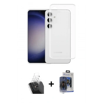 MARSİLYAN™- Galaxy S24 Kılıf Zirve Doku - Siyah Vanessa Magic Cam + Kamera Lens Koruma Cam - SF
