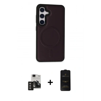 MARSİLYAN™- Galaxy S24 Kılıf Zirve Işık Serisi - Siyah 6D Antistatik Mat Seramik Hayalet Nano Ekran Koruyucu + PVD Metal Kamera Lens - TNGI