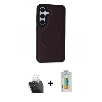 MARSİLYAN™- Galaxy S24 Kılıf Zirve Işık Serisi - Siyah Polymer Nano Ekran Koruyucu + Kamera Lens Koruma Cam - SF