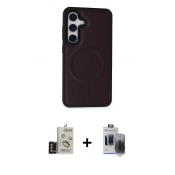 MARSİLYAN™- Galaxy S24 Kılıf Zirve Işık Serisi - Siyah Vanessa Magic Hayalet Cam + Bilvis Titan Kamera Lens - DNMR