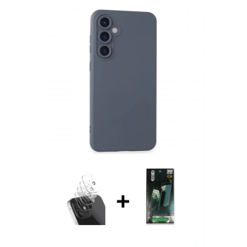MARSİLYAN™- Galaxy S24 Plus Kılıf Ahenk Serisi - Siyah 360 Mat Full Body Arka Koruyucu + Kamera Lens Koruma Cam - SF