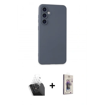 MARSİLYAN™- Galaxy S24 Plus Kılıf Ahenk Serisi - Siyah Bilvis 3D Cam Ekran Koruyucu + Kamera Lens Koruma Cam - SF