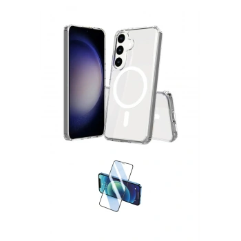 MARSİLYAN™- Galaxy S24 Plus Kılıf Ahenk Yansıma Prime - Siyah 3D Antistatik Seramik Nano Ekran Koruyucu