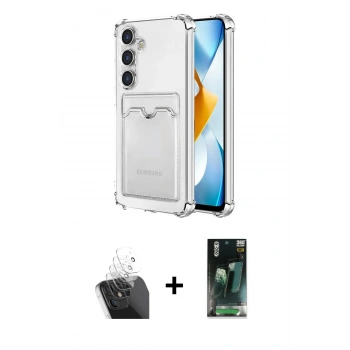 MARSİLYAN™- Galaxy S24 Plus Kılıf Doruk Klasik Koleksiyonu - Şeffaf 360 Full Body Arka Koruyucu + Kamera Lens Koruma Cam - SF