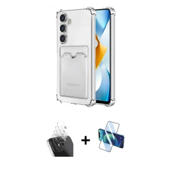 MARSİLYAN™- Galaxy S24 Plus Kılıf Doruk Klasik Koleksiyonu - Siyah 3D Antistatik Cam Ekran Koruyucu + Kamera Lens Koruma Cam - SF