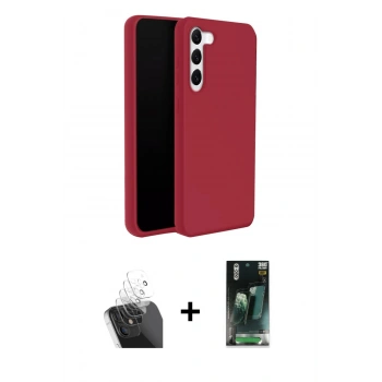 MARSİLYAN™- Galaxy S24 Plus Kılıf Kozmos Yansıma Özel Seri - Siyah 360 Mat Full Body Arka Koruyucu + Kamera Lens Koruma Cam - SF
