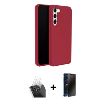 MARSİLYAN™- Galaxy S24 Plus Kılıf Kozmos Yansıma Özel Seri - Siyah 3D Antistatik Hayalet Cam Ekran Koruyucu + Kamera Lens Koruma Cam - SF