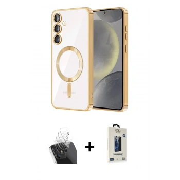 MARSİLYAN™- Galaxy S24 Plus Kılıf Nova Işık Özel Seri - Siyah Bilvis Hayalet Cam Ekran Koruyucu + Kamera Lens Koruma Cam - SF