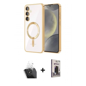 MARSİLYAN™- Galaxy S24 Plus Kılıf Nova Işık Özel Seri - Siyah Bilvis Hayalet Cam Ekran Koruyucu + Kamera Lens Koruma Cam - SF