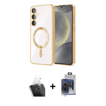 MARSİLYAN™- Galaxy S24 Plus Kılıf Nova Işık Özel Seri - Siyah Vanessa Magic Cam + Kamera Lens Koruma Cam - SF