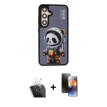 MARSİLYAN™- Galaxy S24 Plus Kılıf Siluet Modern Özel Seri - Siyah 3D Antistatik Mat Seramik Nano Ekran Koruyucu + Kamera Lens Koruma Cam - SF