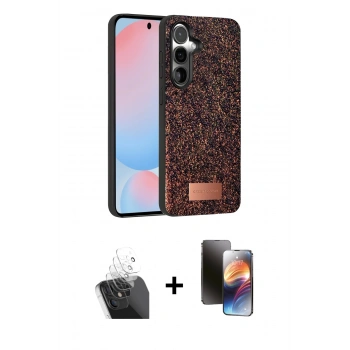 MARSİLYAN™- Galaxy S24 Plus Kılıf Vadi Klasik Serisi - Siyah 3D Antistatik Mat Seramik Nano Ekran Koruyucu + Kamera Lens Koruma Cam - SF