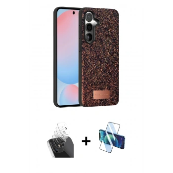 MARSİLYAN™- Galaxy S24 Plus Kılıf Vadi Klasik Serisi - Siyah 3D Antistatik Seramik Nano Ekran Koruyucu + Kamera Lens Koruma Cam - SF