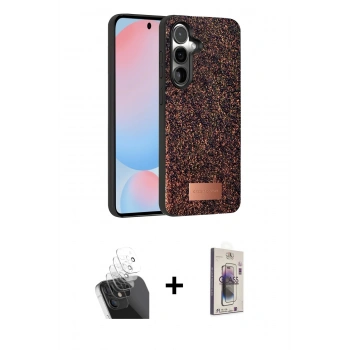 MARSİLYAN™- Galaxy S24 Plus Kılıf Vadi Klasik Serisi - Siyah Bilvis 3D Cam Ekran Koruyucu + Kamera Lens Koruma Cam - SF