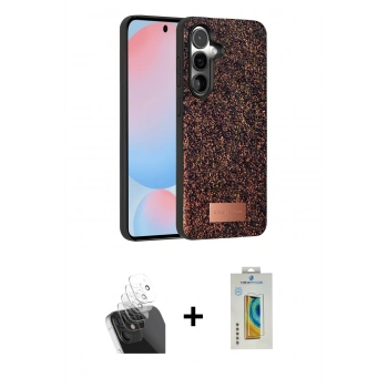 MARSİLYAN™- Galaxy S24 Plus Kılıf Vadi Klasik Serisi - Siyah Polymer Nano Ekran Koruyucu + Kamera Lens Koruma Cam - SF