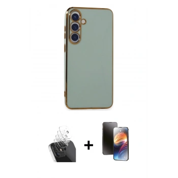 MARSİLYAN™- Galaxy S24 Plus Kılıf Yankı Serisi - Siyah 3D Antistatik Mat Seramik Nano Ekran Koruyucu + Kamera Lens Koruma Cam - SF