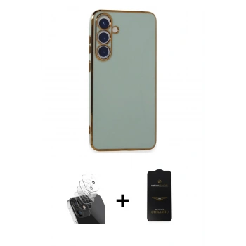 MARSİLYAN™- Galaxy S24 Plus Kılıf Yankı Serisi - Siyah 6D Antistatik Mat Seramik Hayalet Nano Ekran Koruyucu + Kamera Lens Koruma Cam - SF