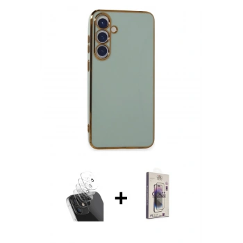 MARSİLYAN™- Galaxy S24 Plus Kılıf Yankı Serisi - Siyah Bilvis 3D Cam Ekran Koruyucu + Kamera Lens Koruma Cam - SF