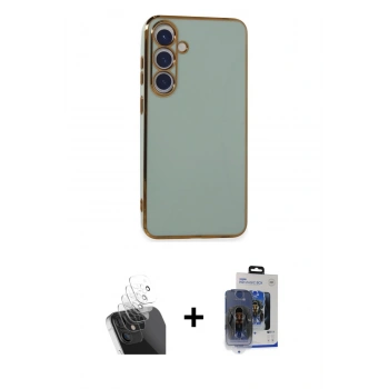 MARSİLYAN™- Galaxy S24 Plus Kılıf Yankı Serisi - Siyah Vanessa Magic Cam + Kamera Lens Koruma Cam - SF