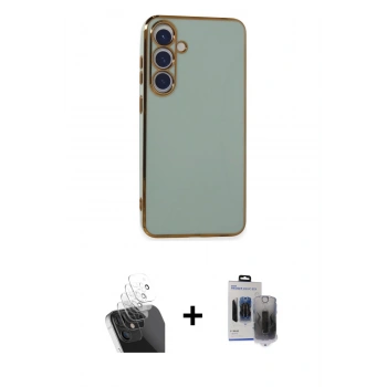 MARSİLYAN™- Galaxy S24 Plus Kılıf Yankı Serisi - Siyah Vanessa Magic Hayalet Cam + Kamera Lens Koruma Cam - SF