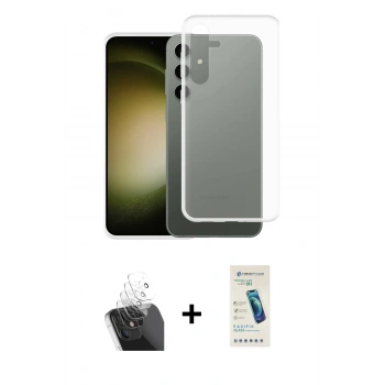 MARSİLYAN™- Galaxy S24 Plus Kılıf Zirve Doku - Şeffaf Pasifik Cam Ekran Koruyucu + Kamera Lens Koruma Cam - SF