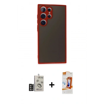 MARSİLYAN™- Galaxy S24 Ultra Kılıf Ahenk Çizgi Serisi - Siyah AutoKit 5in1 Fiber Polymer Nano Ekran Koruyucu + Bilvis Titan Kamera Lens - DNMR