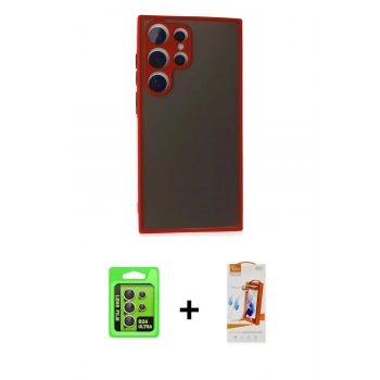 MARSİLYAN™- Galaxy S24 Ultra Kılıf Ahenk Çizgi Serisi - Siyah AutoKit 5in1 Fiber Polymer Nano Ekran Koruyucu + Raze Metal Kamera Lens - SI