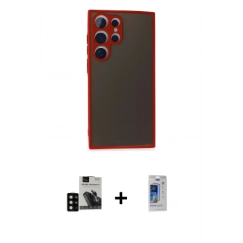 MARSİLYAN™- Galaxy S24 Ultra Kılıf Ahenk Çizgi Serisi - Siyah Durable Full Glue Curved Cam + PVD Metal Kamera Lens - SH