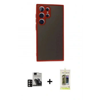 MARSİLYAN™- Galaxy S24 Ultra Kılıf Ahenk Çizgi Serisi - Siyah Joko Magic 5D Hayalet Cam + PVD Metal Kamera Lens - DNMR