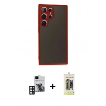MARSİLYAN™- Galaxy S24 Ultra Kılıf Ahenk Çizgi Serisi - Siyah Joko Magic 5D Hayalet Cam + PVD Metal Kamera Lens - PE