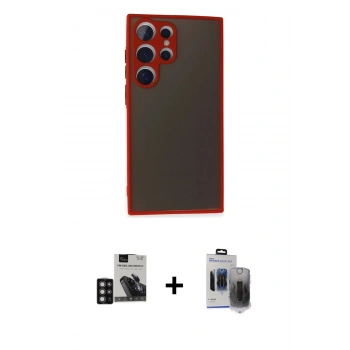 MARSİLYAN™- Galaxy S24 Ultra Kılıf Ahenk Çizgi Serisi - Siyah Vanessa Magic Hayalet Cam + PVD Metal Kamera Lens - DNMR