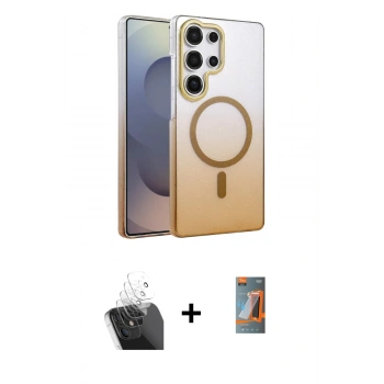 MARSİLYAN™- Galaxy S24 Ultra Kılıf Ahenk Doku Özel Seri - Siyah AutoKit 5in1 Fiber Hayalet Polymer Nano Ekran Koruyucu + Kamera Lens Koruma Cam - SF