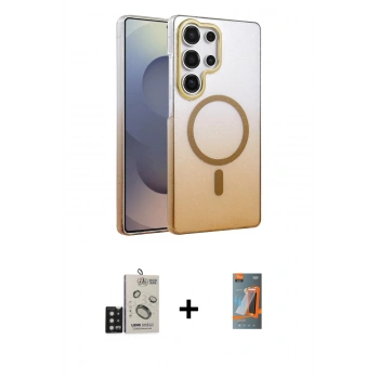 MARSİLYAN™- Galaxy S24 Ultra Kılıf Ahenk Doku Özel Seri - Siyah AutoKit 5in1 Fiber Hayalet Polymer Nano Ekran Koruyucu + Bilvis Titan Kamera Lens - SH