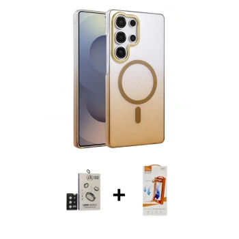 MARSİLYAN™- Galaxy S24 Ultra Kılıf Ahenk Doku Özel Seri - Siyah AutoKit 5in1 Fiber Polymer Nano Ekran Koruyucu + Bilvis Titan Kamera Lens - SH