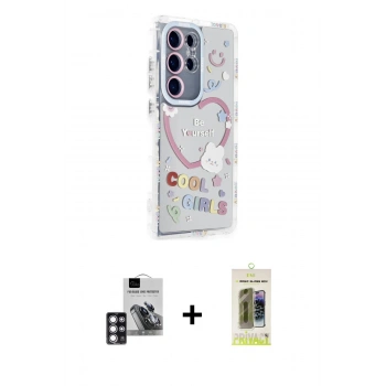 MARSİLYAN™- Galaxy S24 Ultra Kılıf Ahenk Modern Serisi - Siyah Joko Magic 5D Hayalet Cam + PVD Metal Kamera Lens - PE