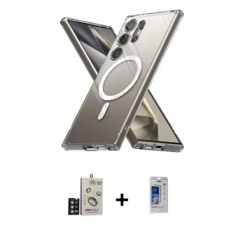 MARSİLYAN™- Galaxy S24 Ultra Kılıf Ahenk Yansıma Prime - Siyah Durable Full Glue Curved Cam + Bilvis Titan Kamera Lens - GD