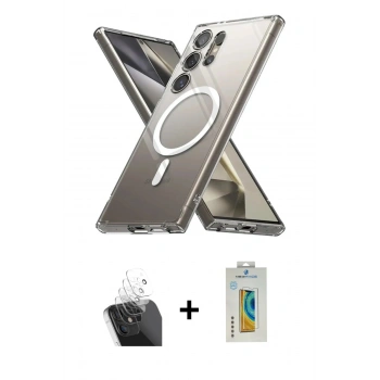 MARSİLYAN™- Galaxy S24 Ultra Kılıf Ahenk Yansıma Prime - Siyah Polymer Nano Ekran Koruyucu + Kamera Lens Koruma Cam - SF
