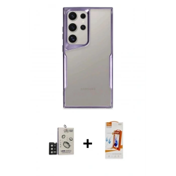 MARSİLYAN™- Galaxy S24 Ultra Kılıf Akış Çizgi Koleksiyonu - Siyah AutoKit 5in1 Fiber Polymer Nano Ekran Koruyucu + Bilvis Titan Kamera Lens - SH